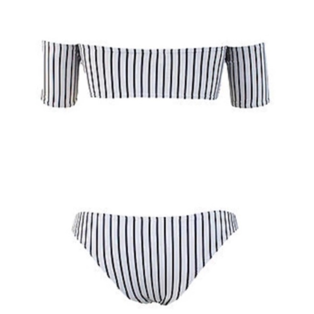 Striped off-shoulder bikini - Picture 2 of 3